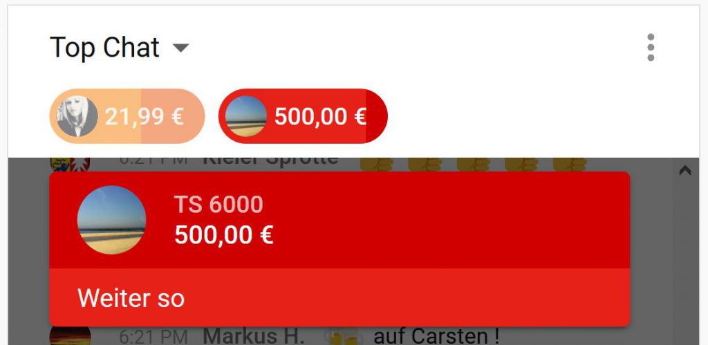 Carsten Jahn Spenden Superchat Top Chat YouTube Geld Umsatz Einnahmen Monitarisierung