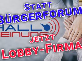 HALLO MEINUNG verliert Gemeinnützigkeit - Bürgerforum wird GmbH für freies Denken und politische Einflussnahme - Peter Weber - Lobby