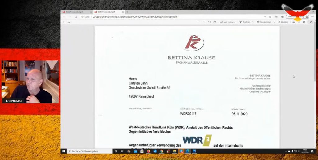 WDR Lügenpresse schickt Carsten Jahn Abmahnung - Anwalt Anwältin Bettina Krause